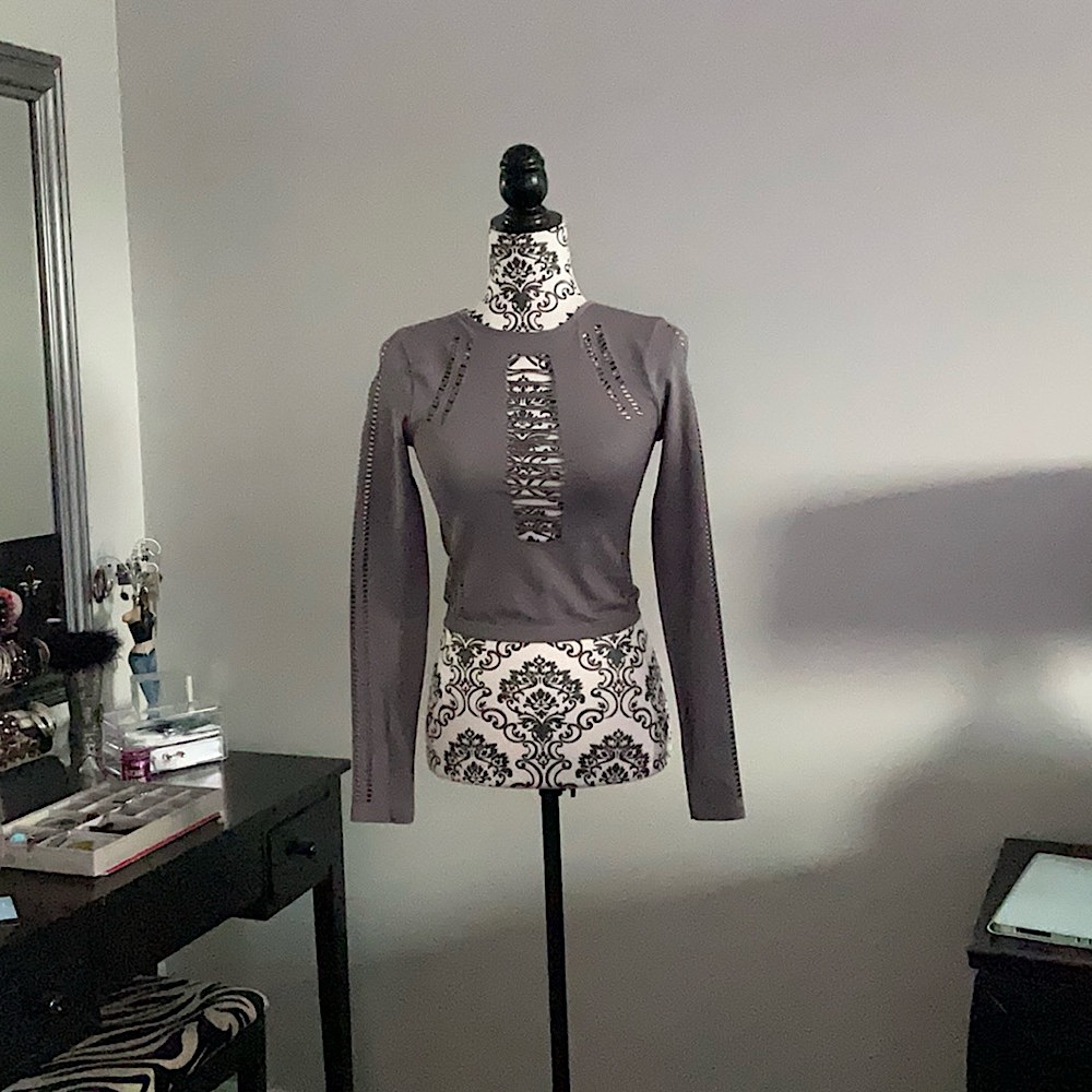 BNWT garage long sleeve grey top with cut outs